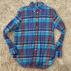 RALPH LAUREN Plaid Linen Button Down